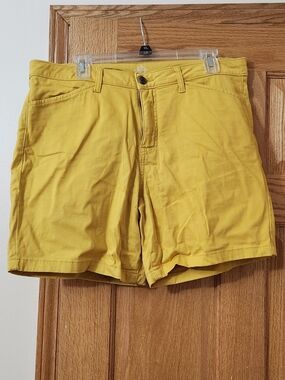 St. John's Bay Yellow Flat-Front Cotton Shorts